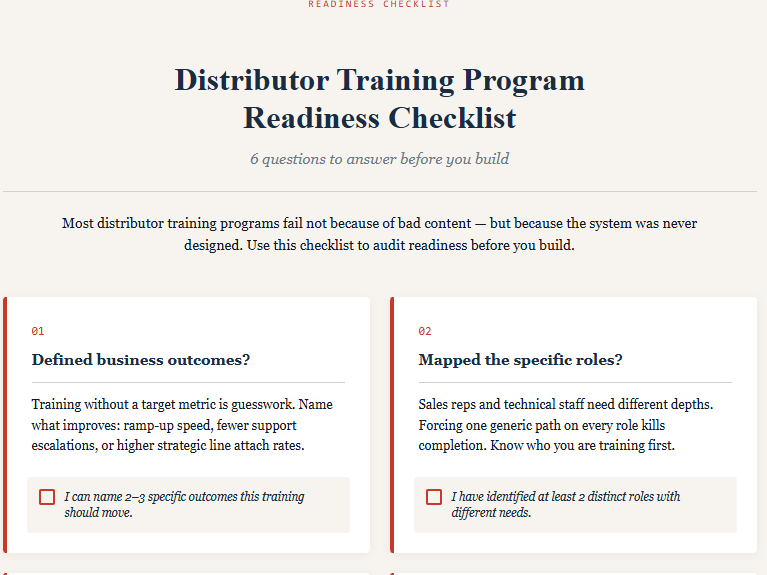 Distributor Training Program Checklist